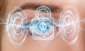 A woman's digital eye during scanning security process